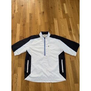 Tommy Armour Men's Large Golf 1/2 Zip Windbreaker White/Black Size Large